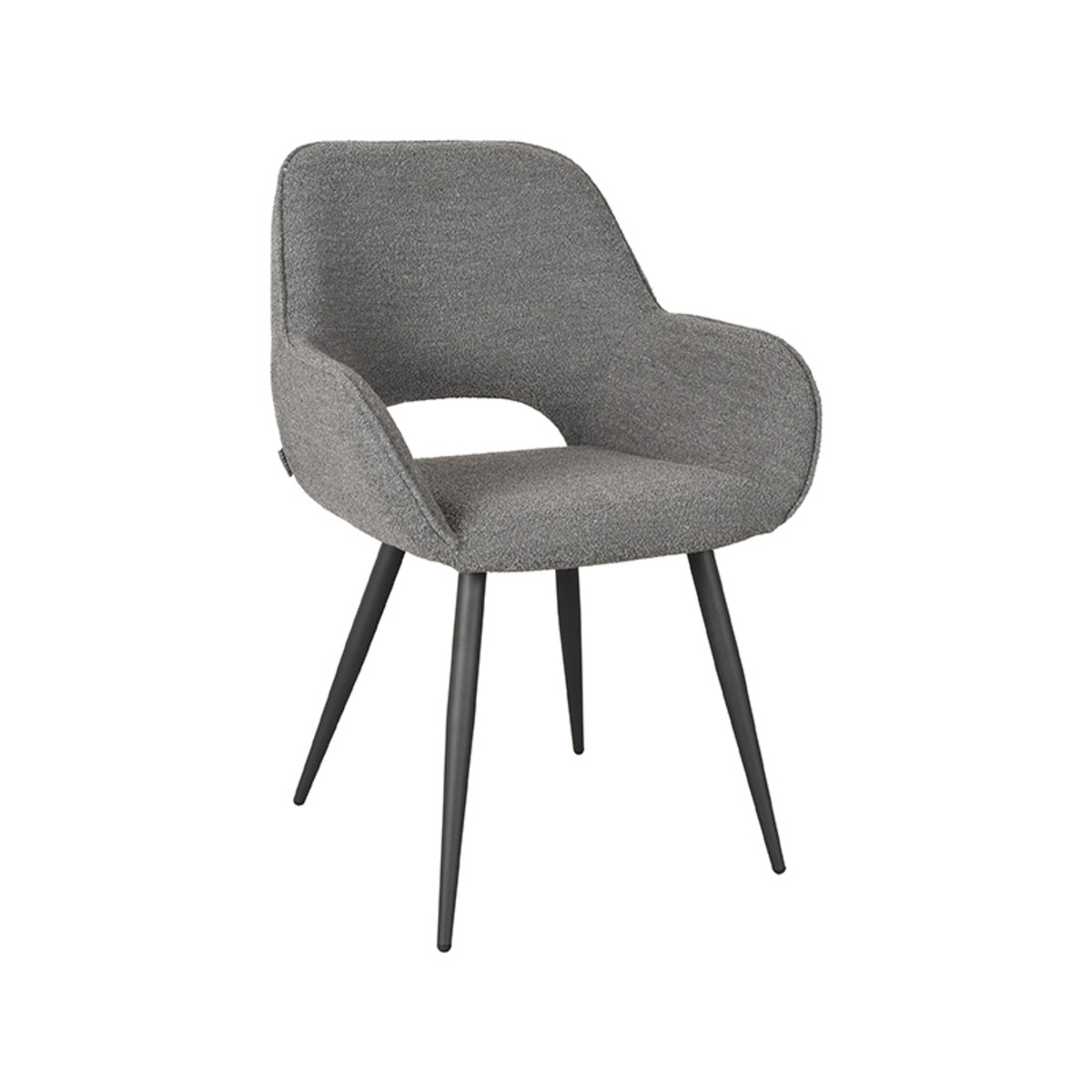 LABEL51 Eetkamerstoel Fer - Grijs - Boucle - Black Frame