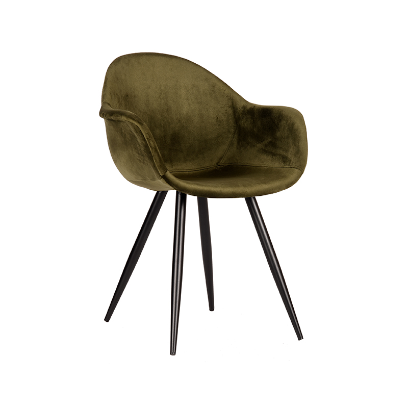 LABEL51 Eetkamerstoel Forli - Army green - Fluweel - Black Frame