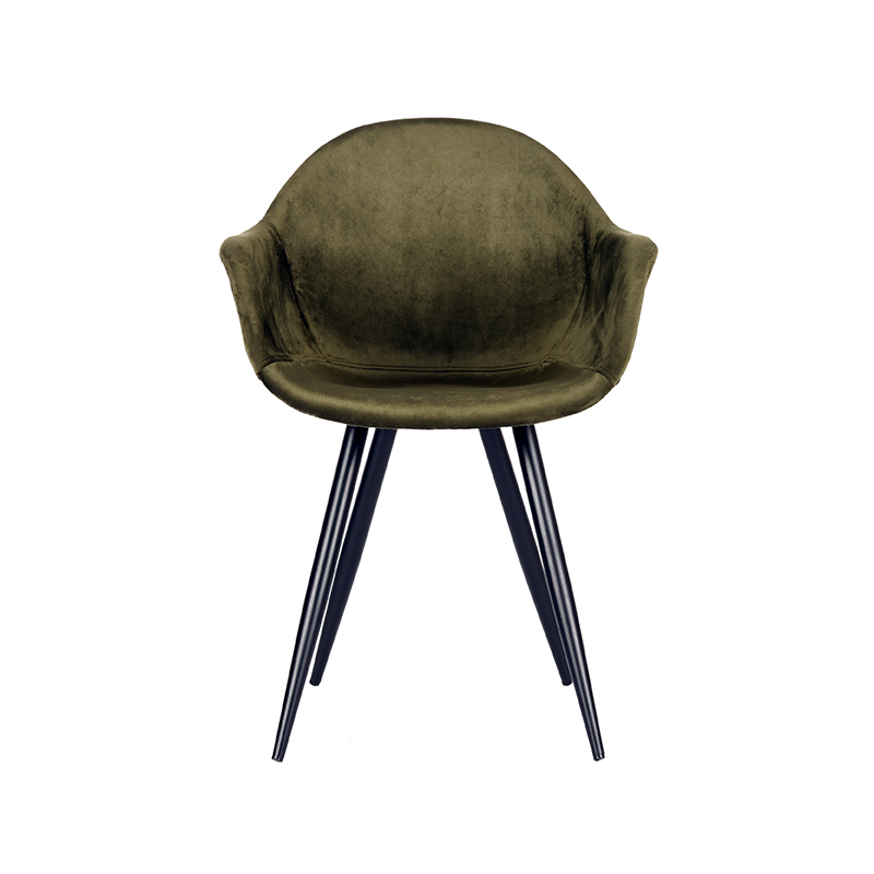 LABEL51 Eetkamerstoel Forli - Army green - Fluweel - Black Frame