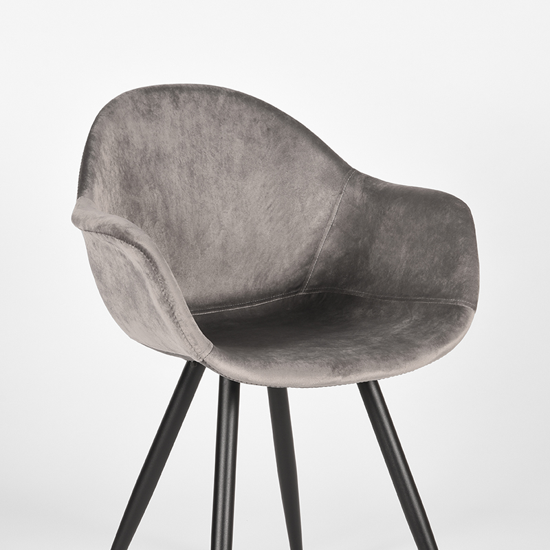 LABEL51 Eetkamerstoel Forli - Grijs - Fluweel - Black Frame