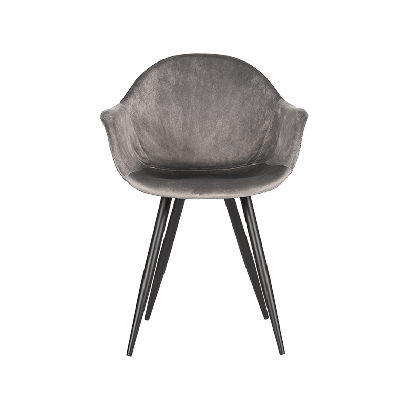 LABEL51 Eetkamerstoel Forli - Grijs - Fluweel - Black Frame