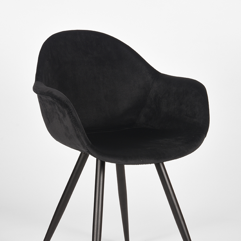 LABEL51 Eetkamerstoel Forli - Zwart - Fluweel - Black Frame