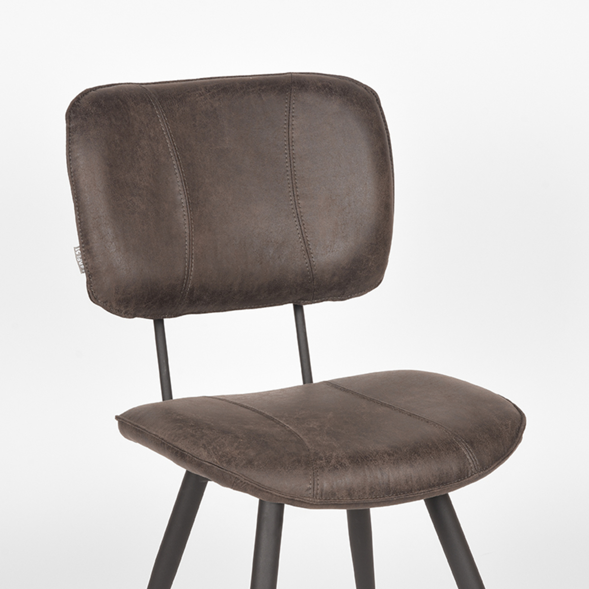 LABEL51 Eetkamerstoel Fos - Antraciet - Leder - Black Frame