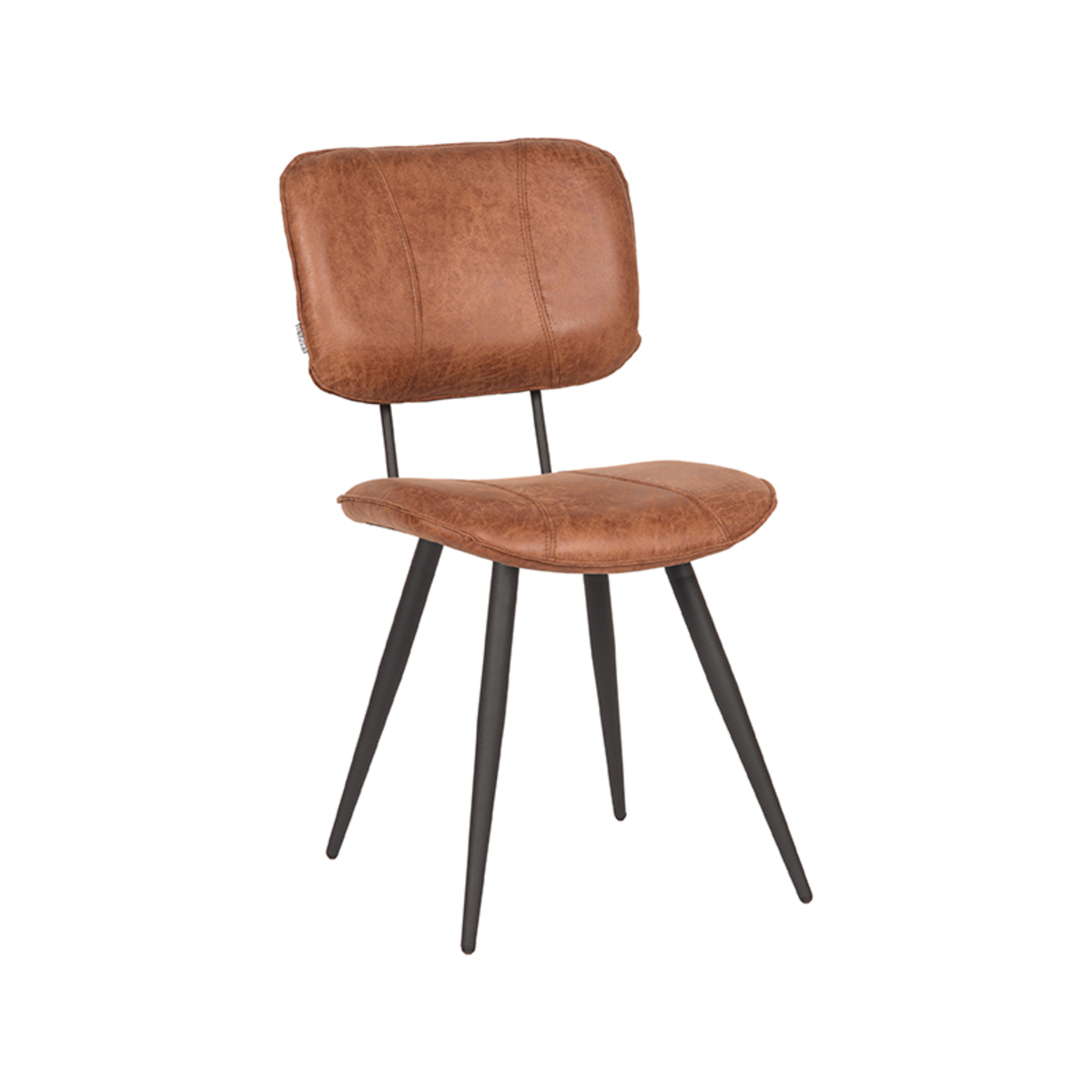 LABEL51 Eetkamerstoel Fos - Cognac - Leder - Black Frame