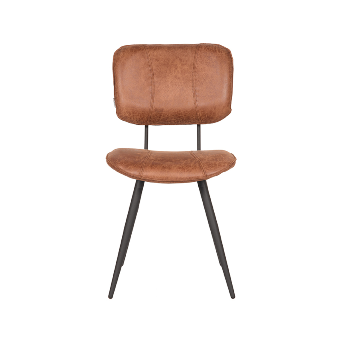 LABEL51 Eetkamerstoel Fos - Cognac - Leder - Black Frame