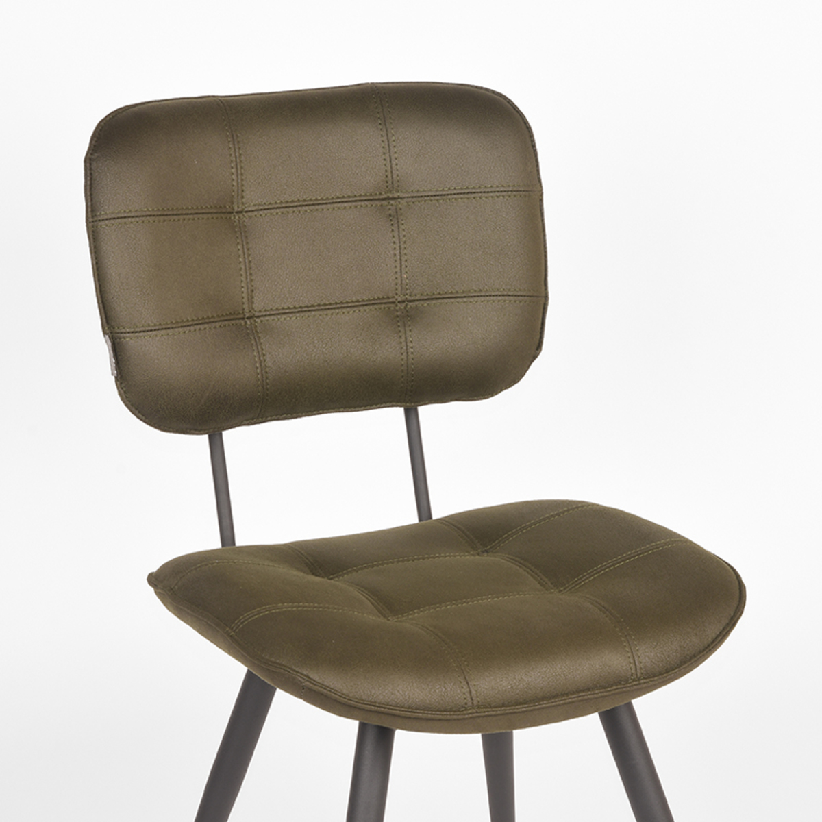 LABEL51 Eetkamerstoel Gus - Army green - Microfiber - Black Frame