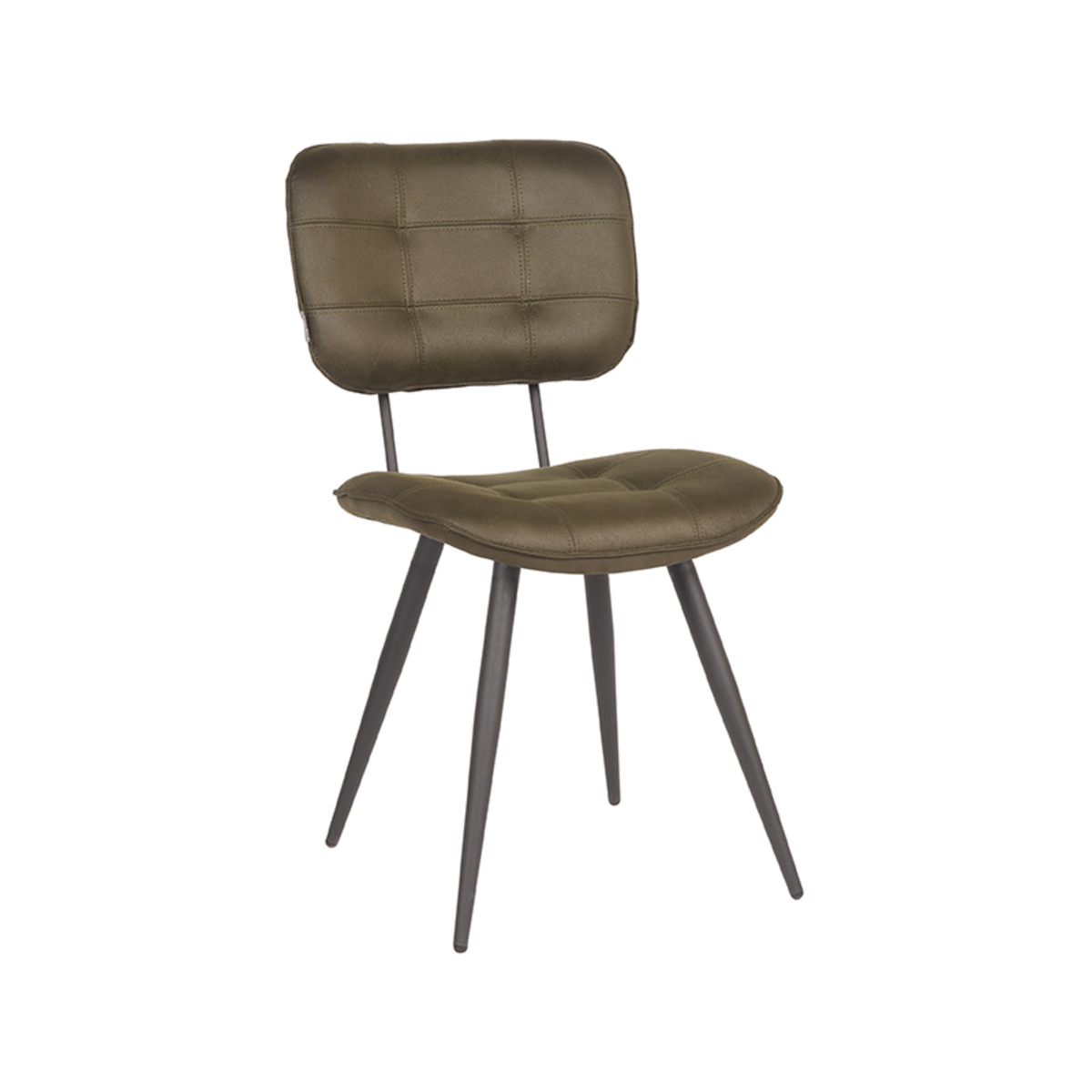 LABEL51 Eetkamerstoel Gus - Army green - Microfiber - Black Frame