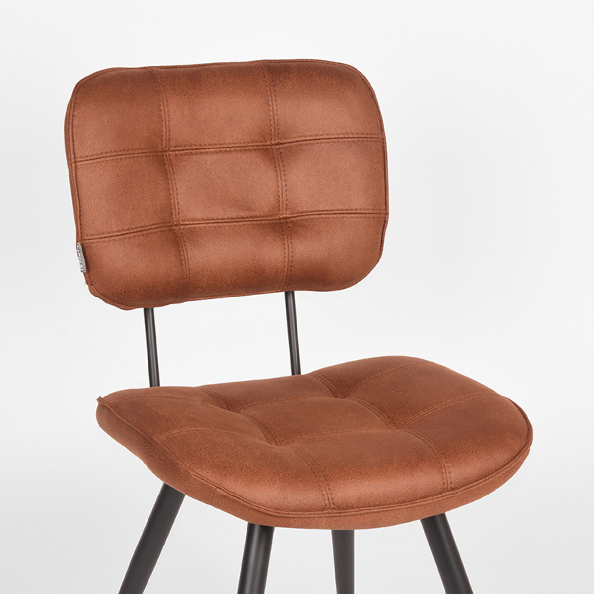 LABEL51 Eetkamerstoel Gus - Cognac - Microfiber - Black Frame