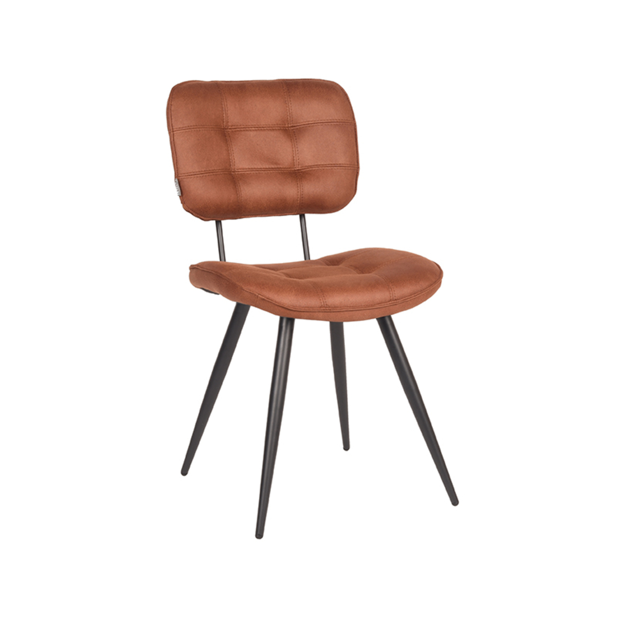 LABEL51 Eetkamerstoel Gus - Cognac - Microfiber - Black Frame
