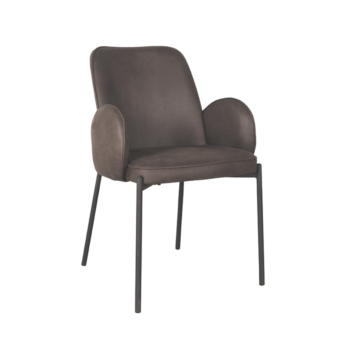 LABEL51 Eetkamerstoel Jari - Antraciet - Microfiber - Black Frame