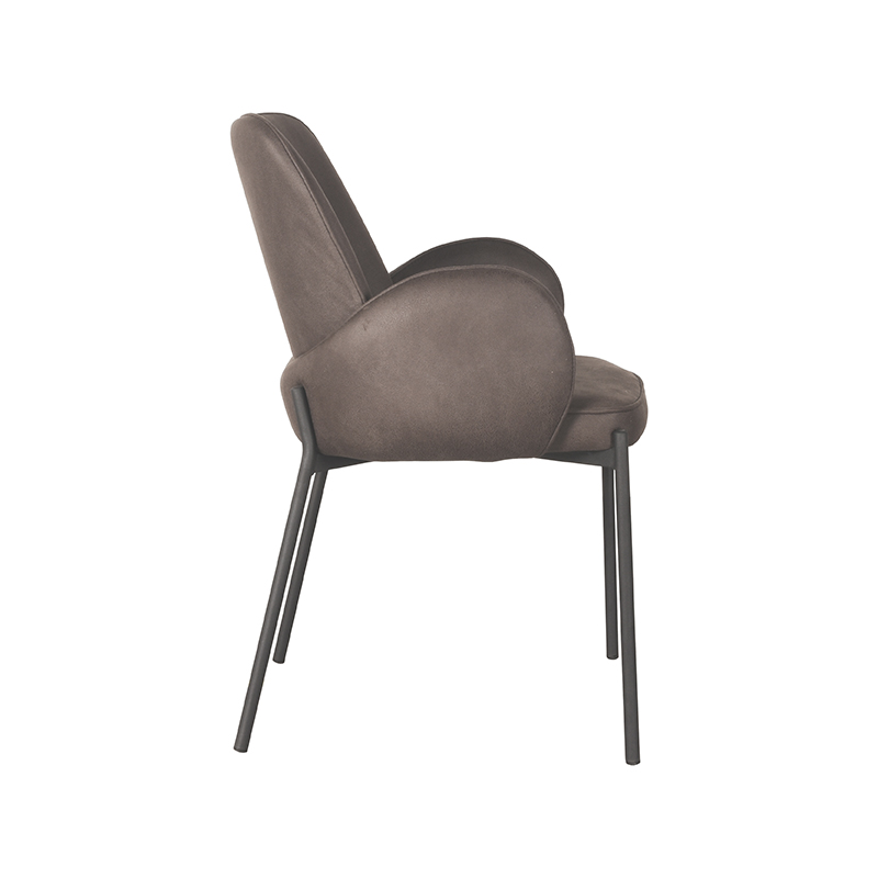 LABEL51 Eetkamerstoel Jari - Antraciet - Microfiber - Black Frame