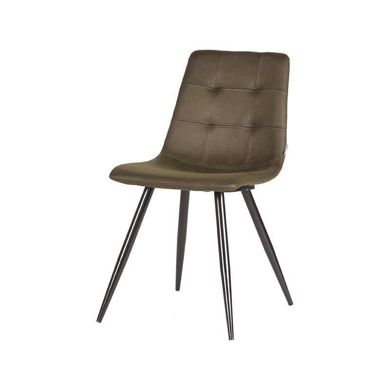 LABEL51 Eetkamerstoel Jay - Army green - Microfiber - Black Frame