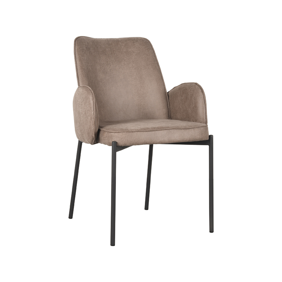 LABEL51 Eetkamerstoel Joni - Taupe - Micro Suede - Black Frame