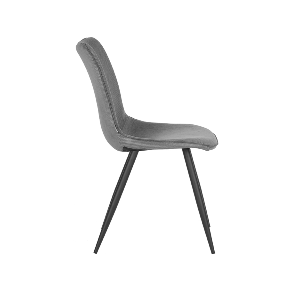 LABEL51 Eetkamerstoel Jort - Donkergrijs - Ribcord - Black Frame
