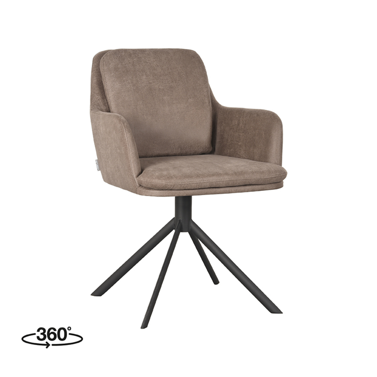 LABEL51 Eetkamerstoel Joy - Taupe - Micro Suede - Black Frame