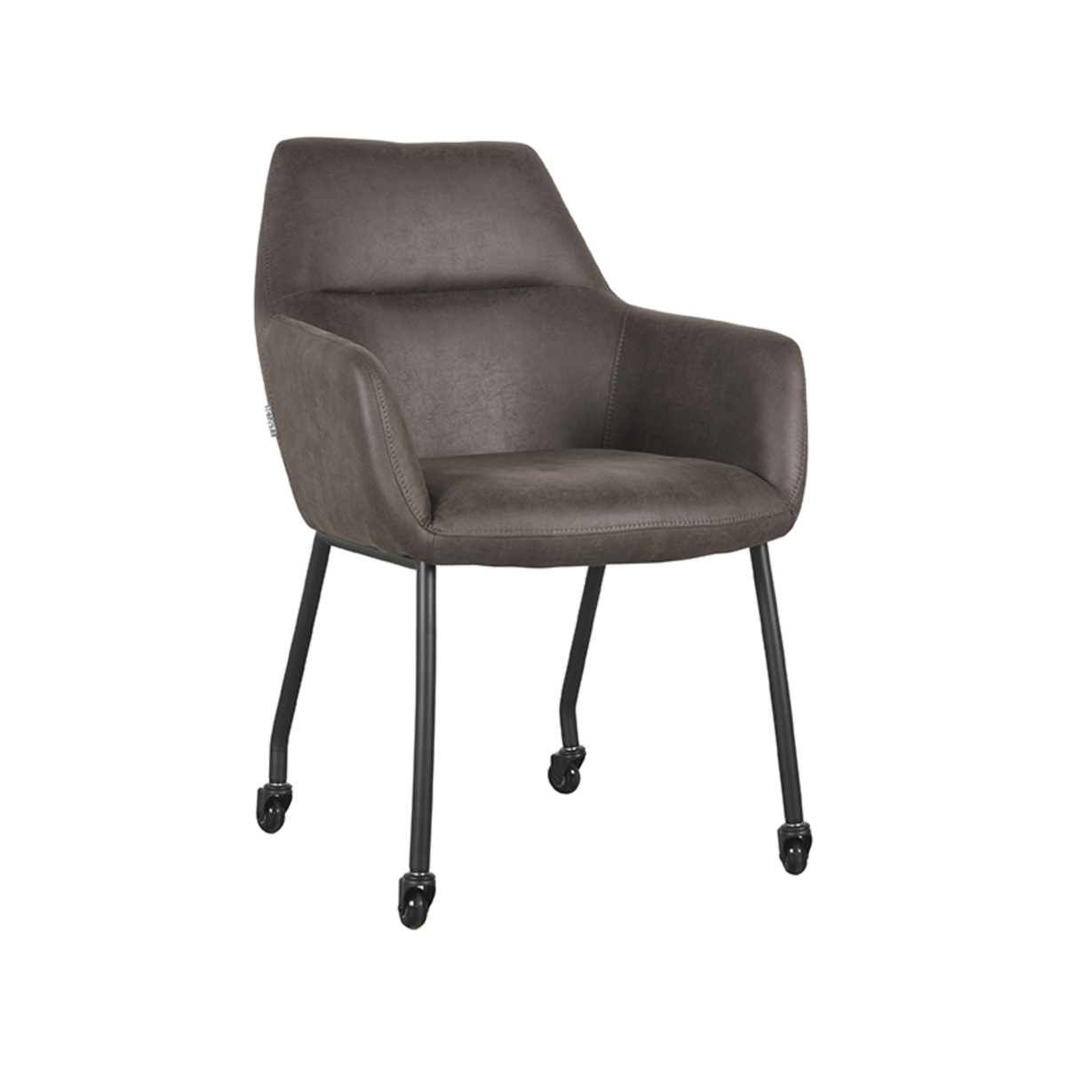 LABEL51 Eetkamerstoel Lenny - Antraciet - Micro Suede - Black Frame