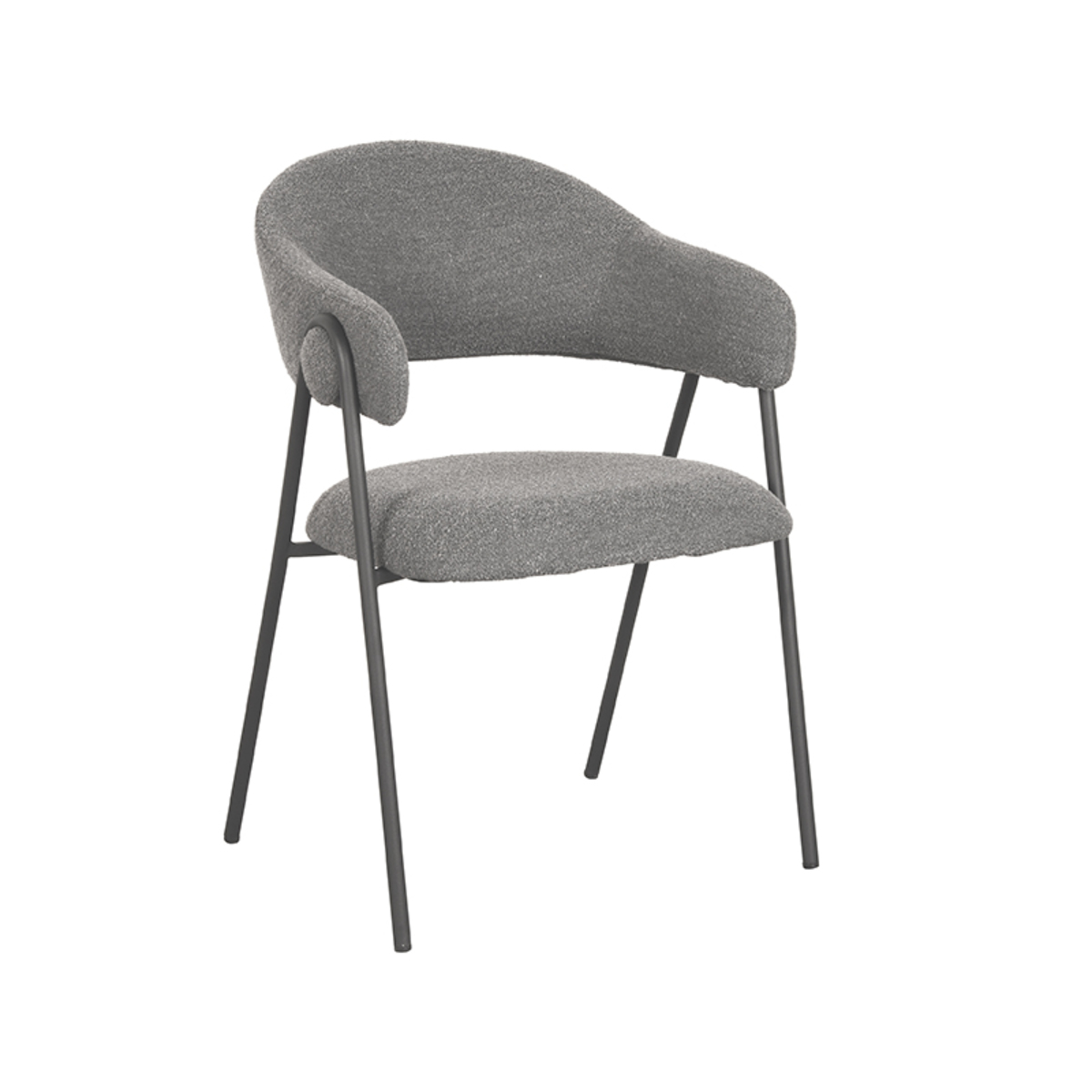 LABEL51 Eetkamerstoel Lowen - Grijs - Boucle - Black Frame