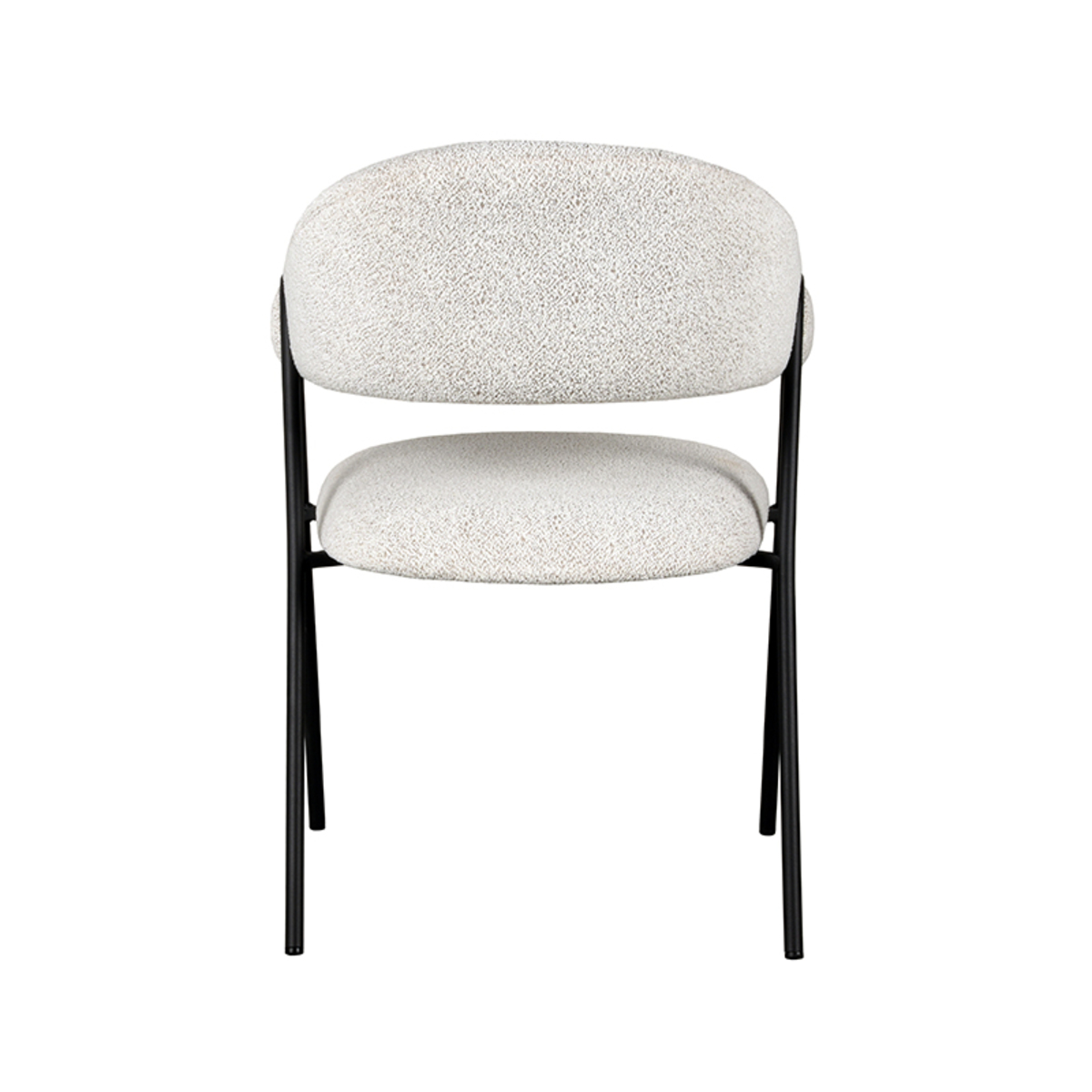 LABEL51 Eetkamerstoel Lowen - Wit - Boucle - Black Frame