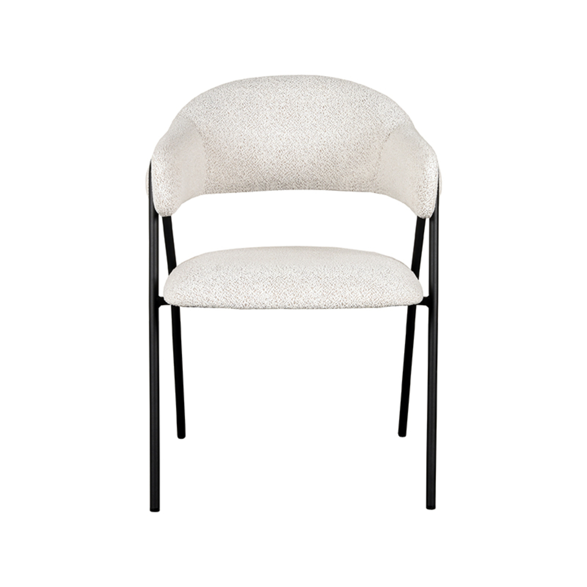LABEL51 Eetkamerstoel Lowen - Wit - Boucle - Black Frame