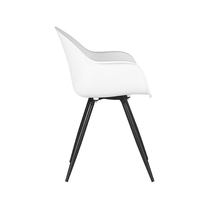 LABEL51 Eetkamerstoel Luca - Wit - Kunststof - Black Frame