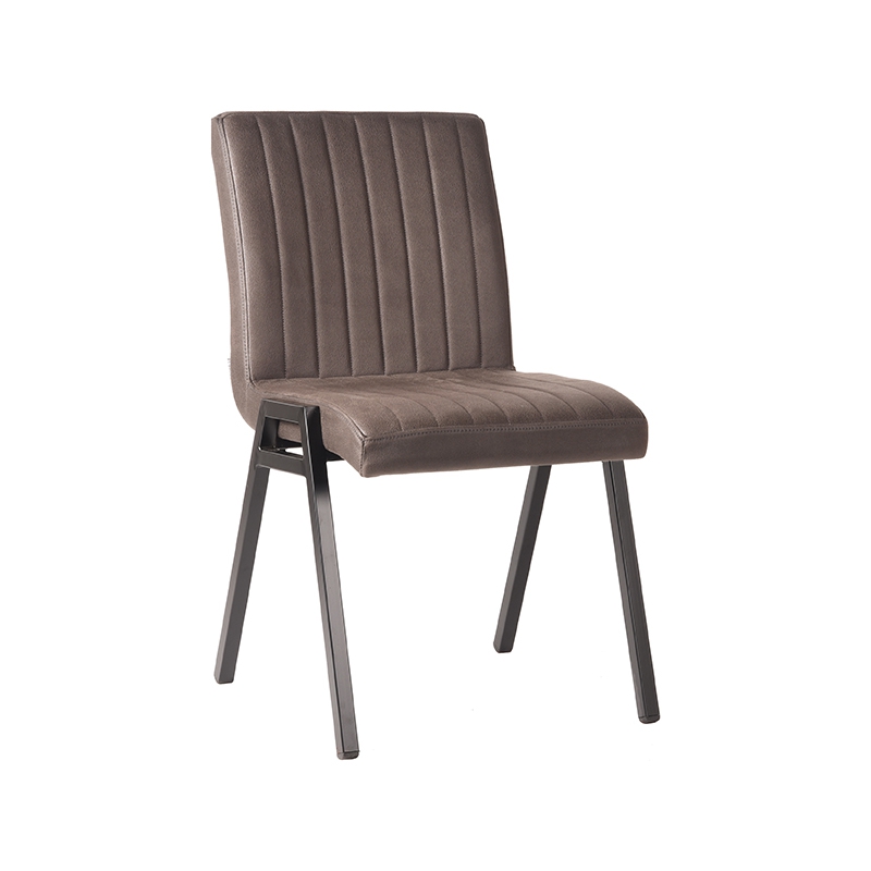LABEL51 Eetkamerstoel Matz - Antraciet - Microfiber - Black Frame