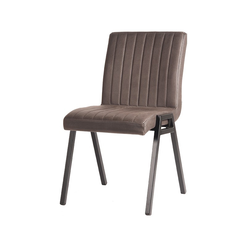 LABEL51 Eetkamerstoel Matz - Antraciet - Microfiber - Black Frame