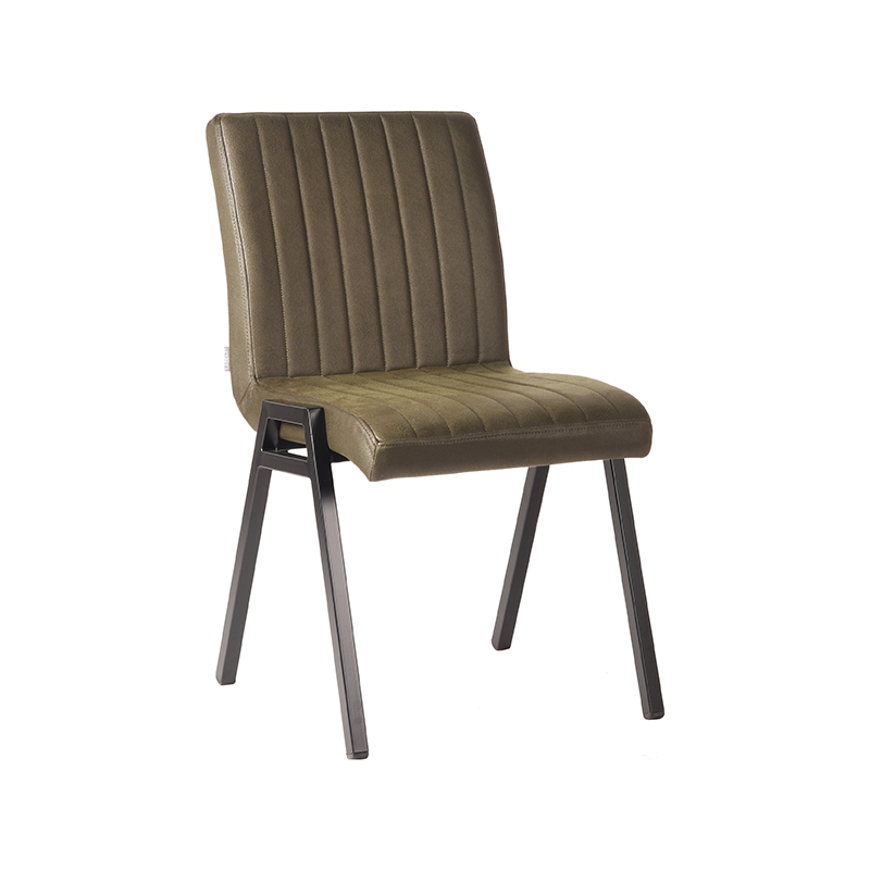 LABEL51 Eetkamerstoel Matz - Army green - Microfiber - Black Frame
