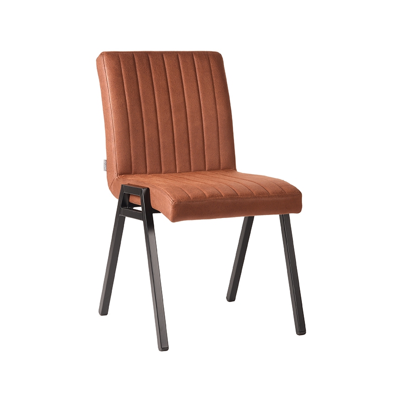 LABEL51 Eetkamerstoel Matz - Cognac - Microfiber - Black Frame