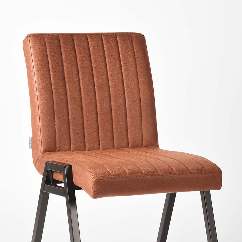 LABEL51 Eetkamerstoel Matz - Cognac - Microfiber - Black Frame