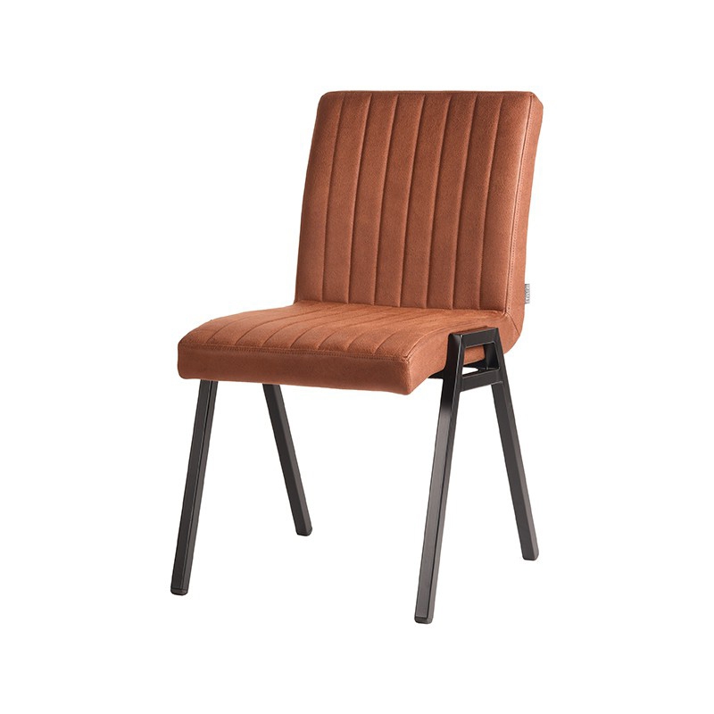 LABEL51 Eetkamerstoel Matz - Cognac - Microfiber - Black Frame