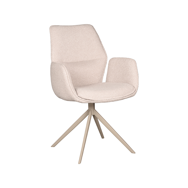 LABEL51 Eetkamerstoel Mellow - Naturel - Boucle - Taupe Frame