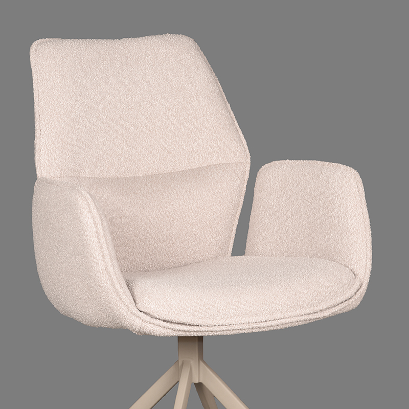 LABEL51 Eetkamerstoel Mellow - Naturel - Boucle - Taupe Frame