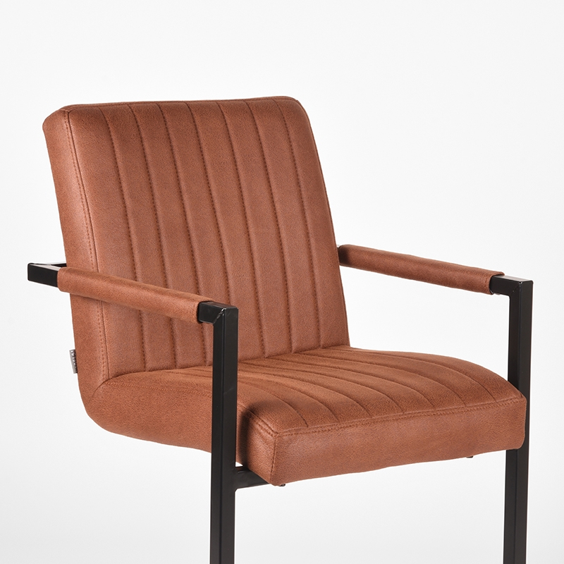 LABEL51 Eetkamerstoel Milo - Cognac - Microfiber - Black Frame