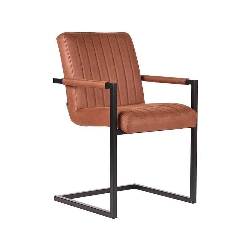LABEL51 Eetkamerstoel Milo - Cognac - Microfiber - Black Frame