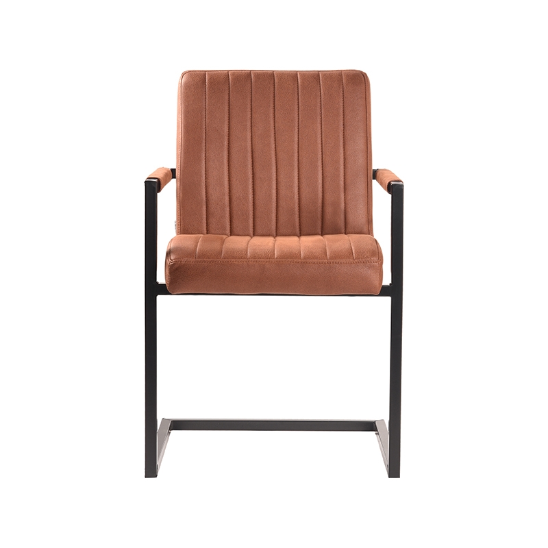 LABEL51 Eetkamerstoel Milo - Cognac - Microfiber - Black Frame