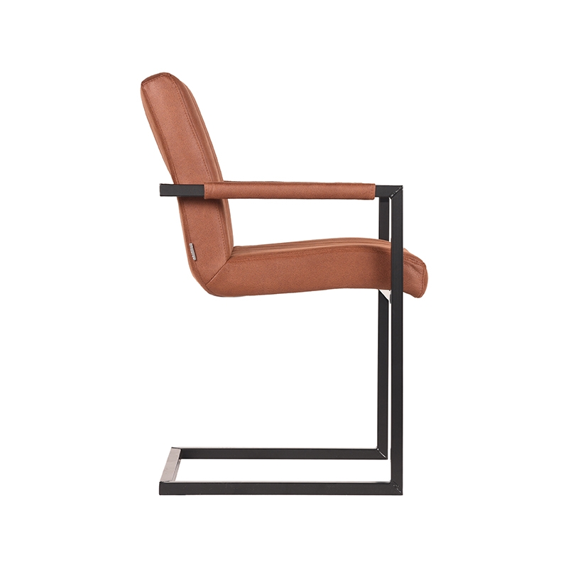 LABEL51 Eetkamerstoel Milo - Cognac - Microfiber - Black Frame