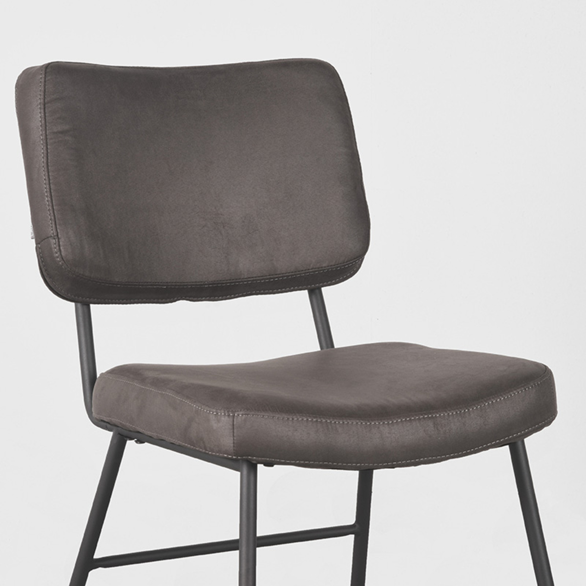 LABEL51 Eetkamerstoel Noah - Antraciet - Micro Suede - Black Frame