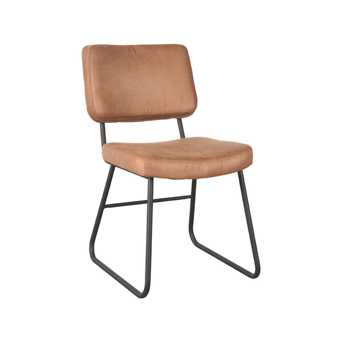 LABEL51 Eetkamerstoel Noah - Cognac - Micro Suede - Black Frame