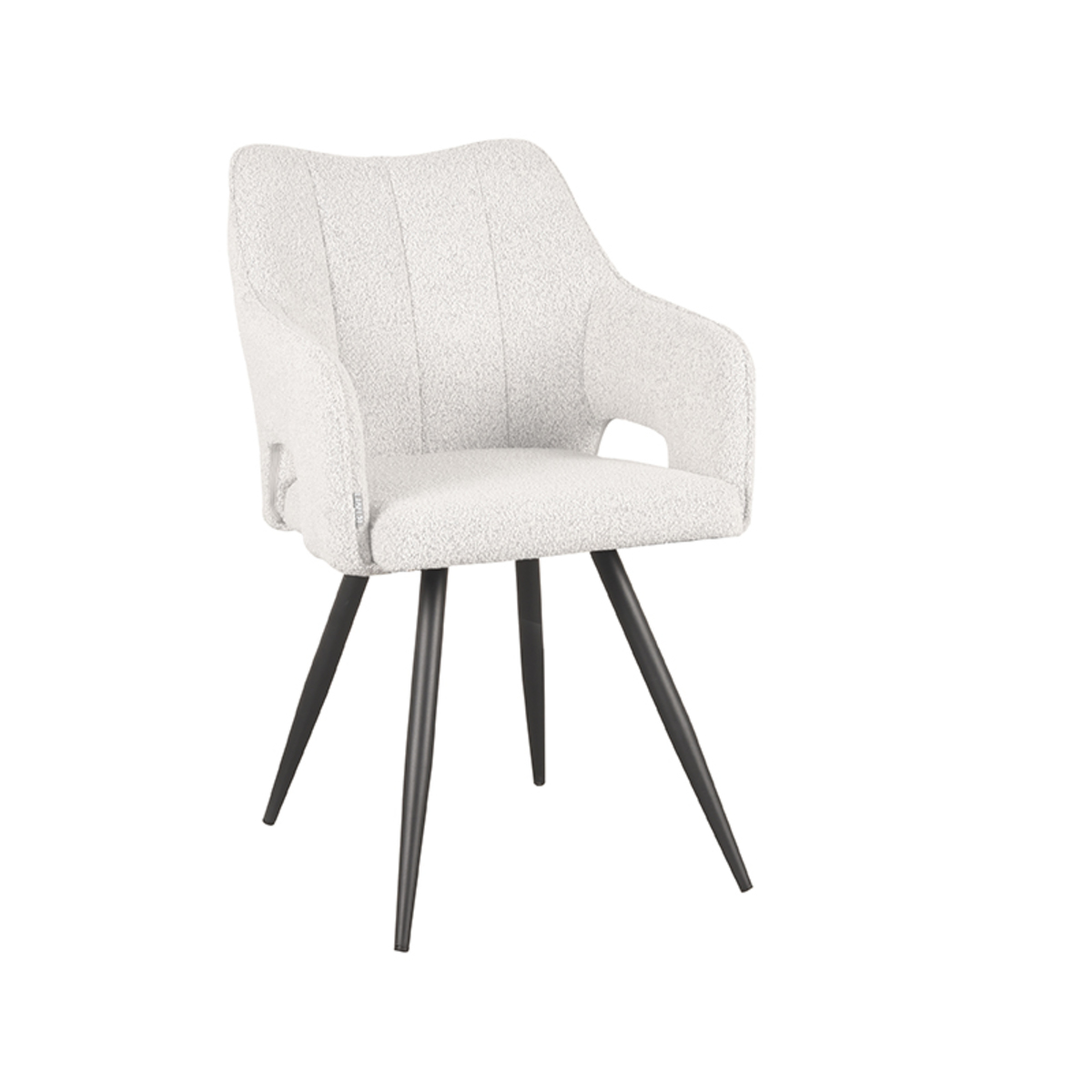 LABEL51 Eetkamerstoel Noud - Wit - Boucle - Black Frame
