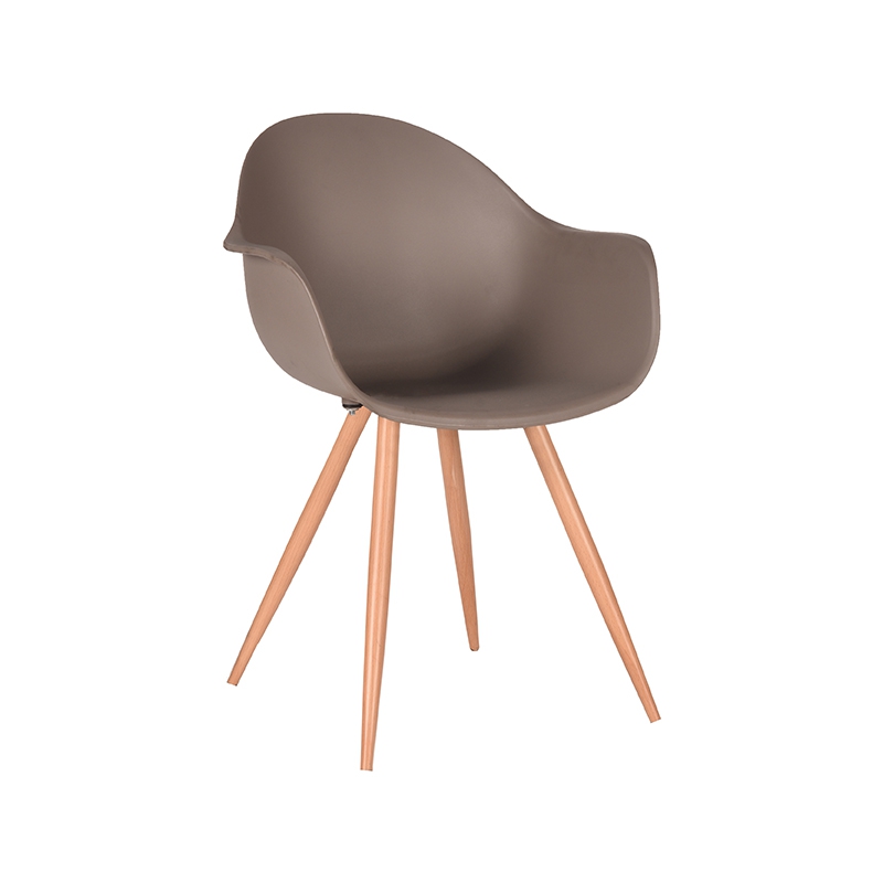 LABEL51 Eetkamerstoel Parma - Coffee - Kunststof - Oak Metal Woodcover