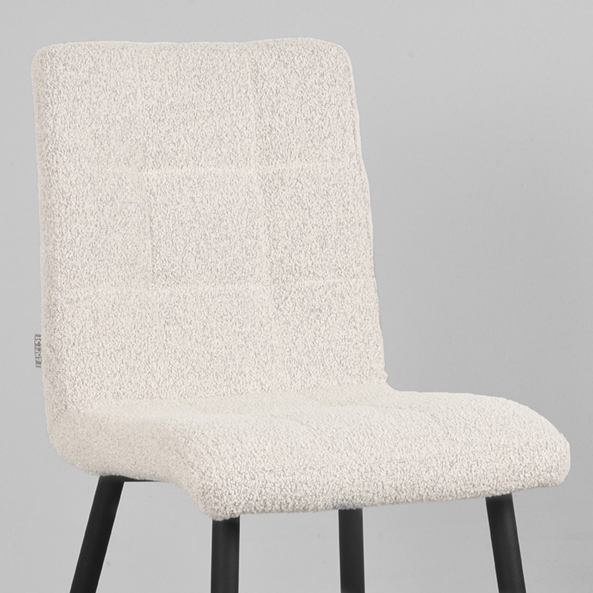 LABEL51 Eetkamerstoel Sam - Wit - Boucle - Black Frame