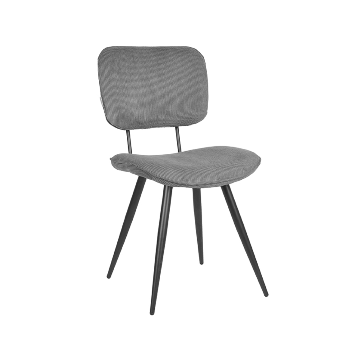 LABEL51 Eetkamerstoel Vic - Donkergrijs - Ribcord - Black Frame
