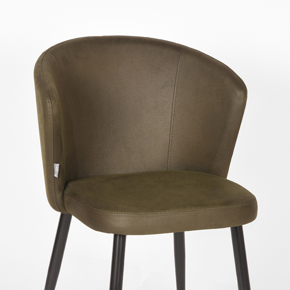 LABEL51 Eetkamerstoel Wave - Army green - Microfiber - Black Frame