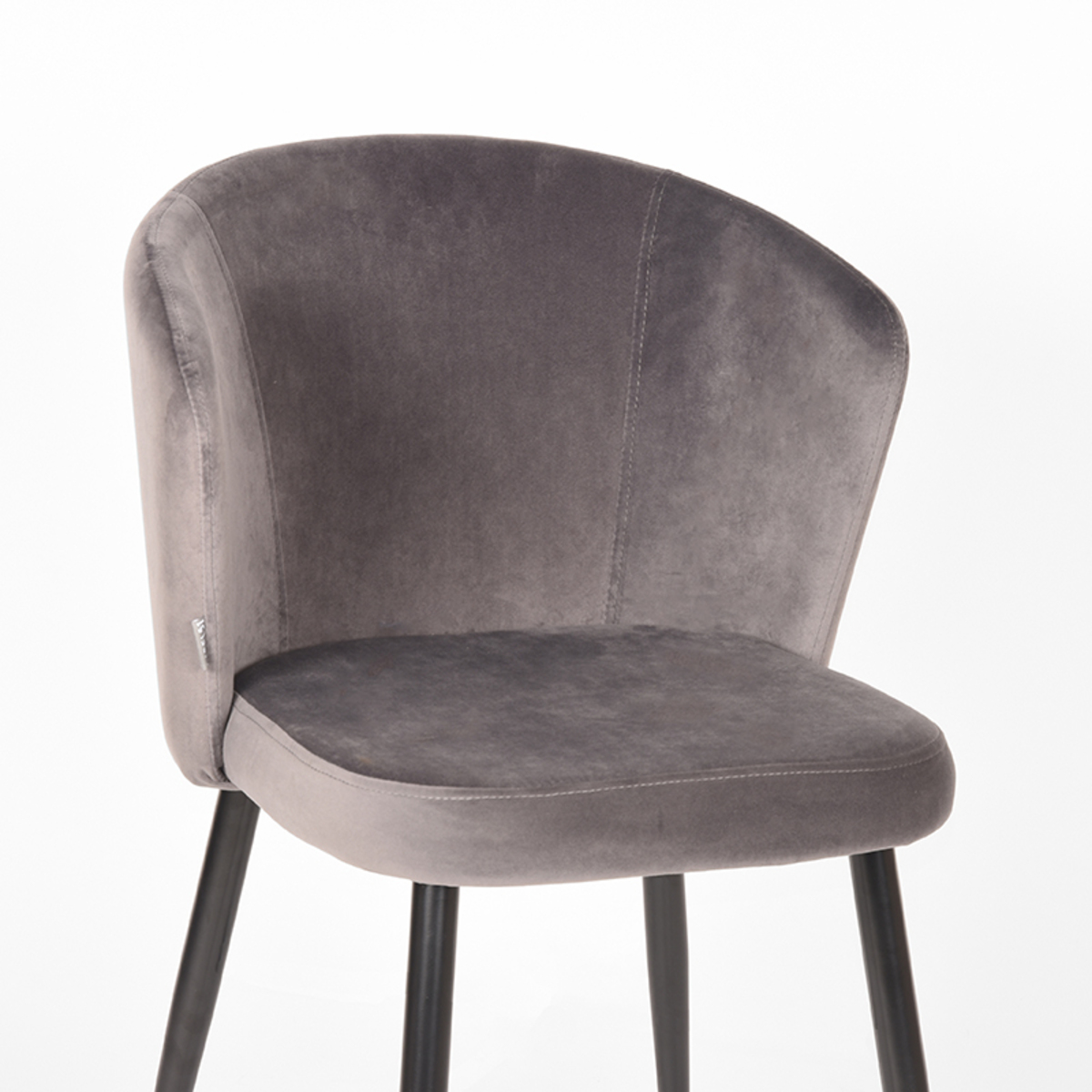 LABEL51 Eetkamerstoel Wave - Grijs - Fluweel - Black Frame