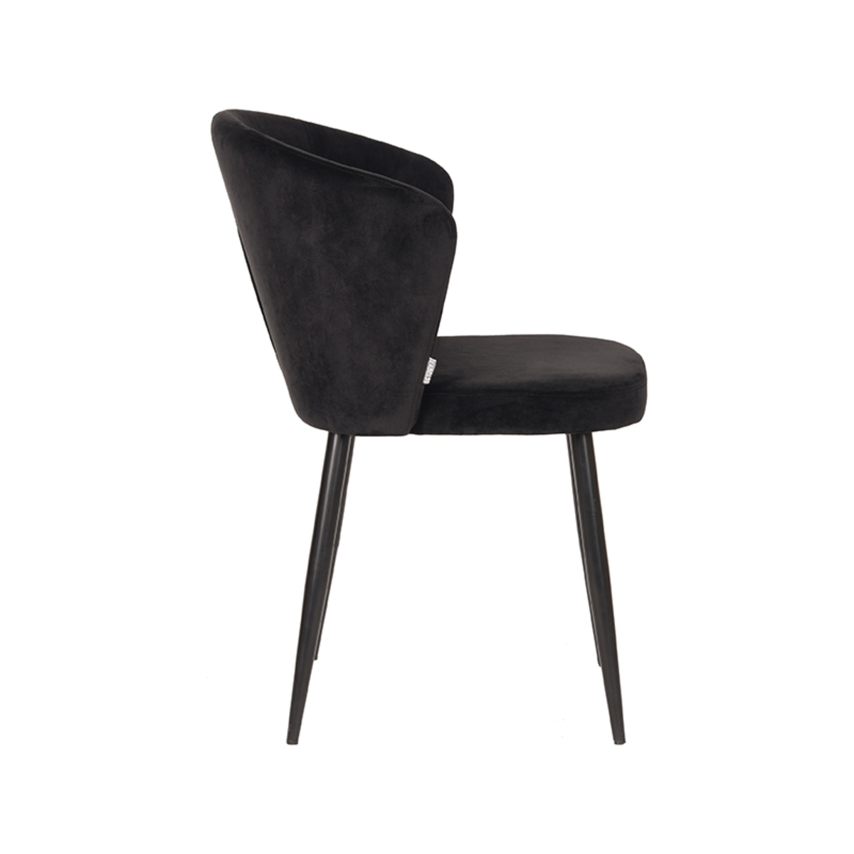 LABEL51 Eetkamerstoel Wave - Zwart - Fluweel - Black Frame