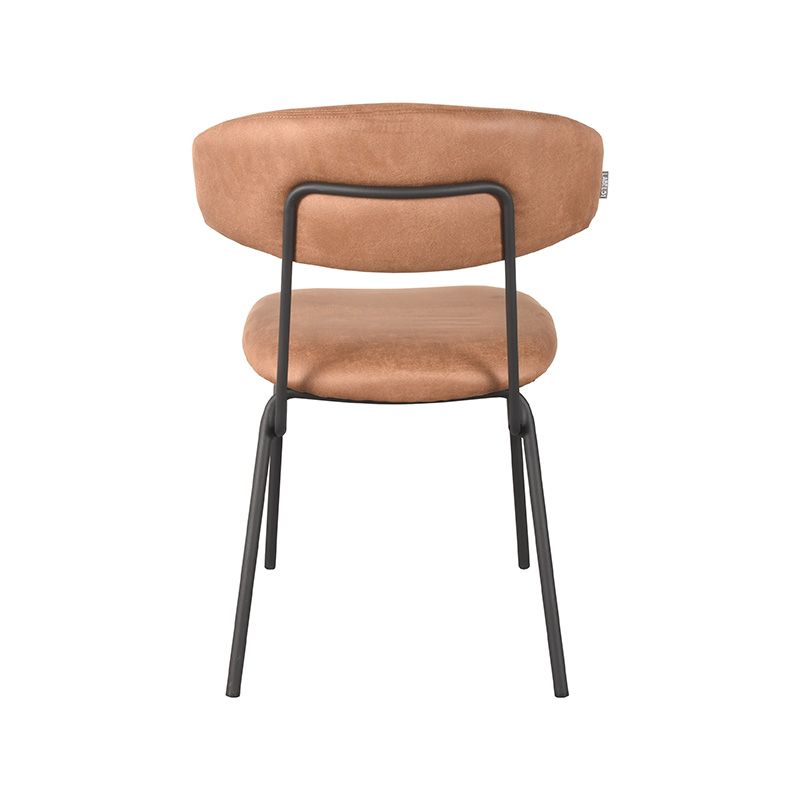 LABEL51 Eetkamerstoel Zack - Cognac - Micro Suede - Black Frame