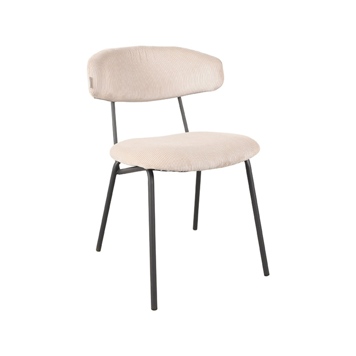 LABEL51 Eetkamerstoel Zack - Naturel - Ribcord - Black Frame