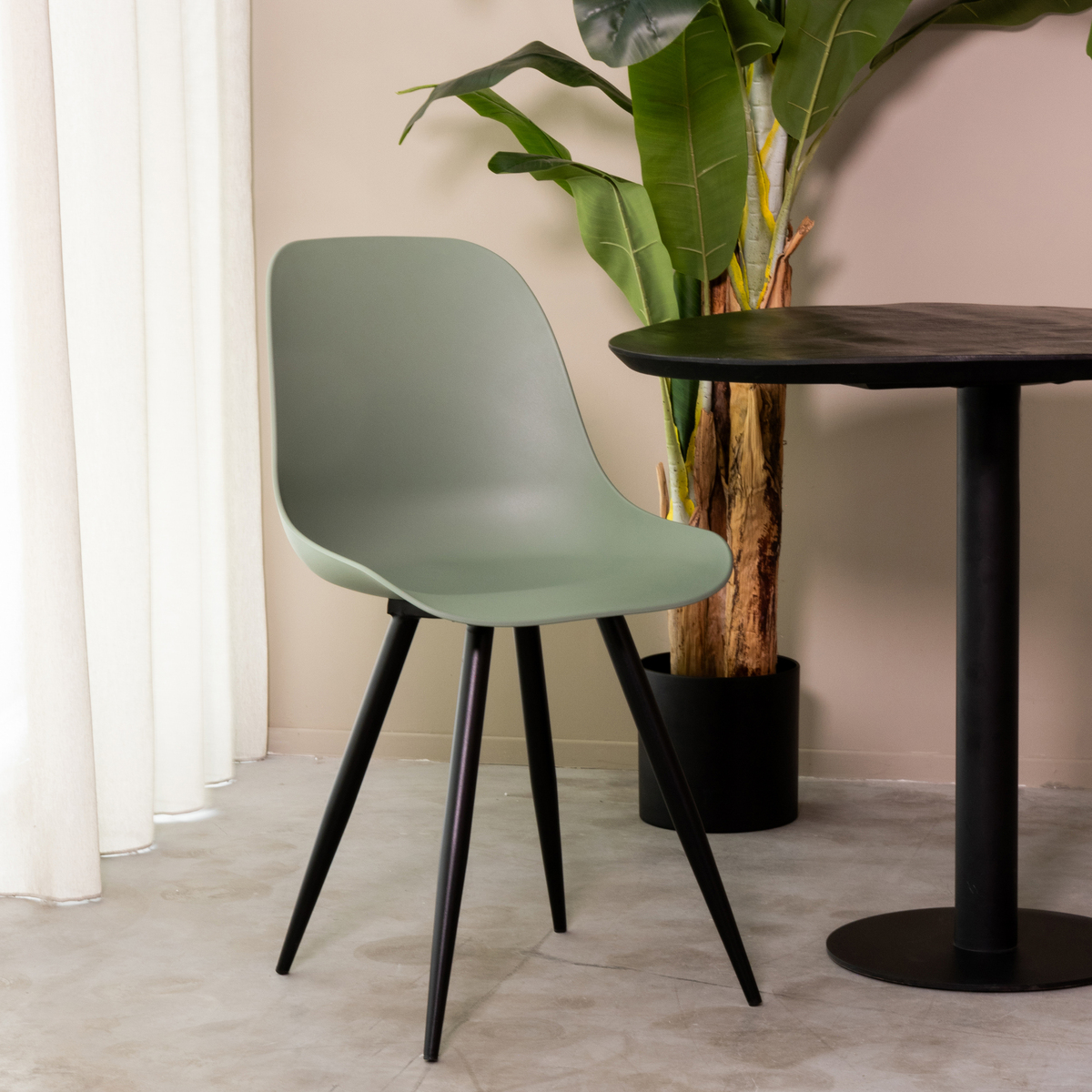 LABEL51 Eetkamerstoel Monza - Forest - Kunststof - Black Frame