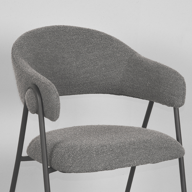 LABEL51 Eetkamerstoel Lowen - Grijs - Boucle - Black Frame