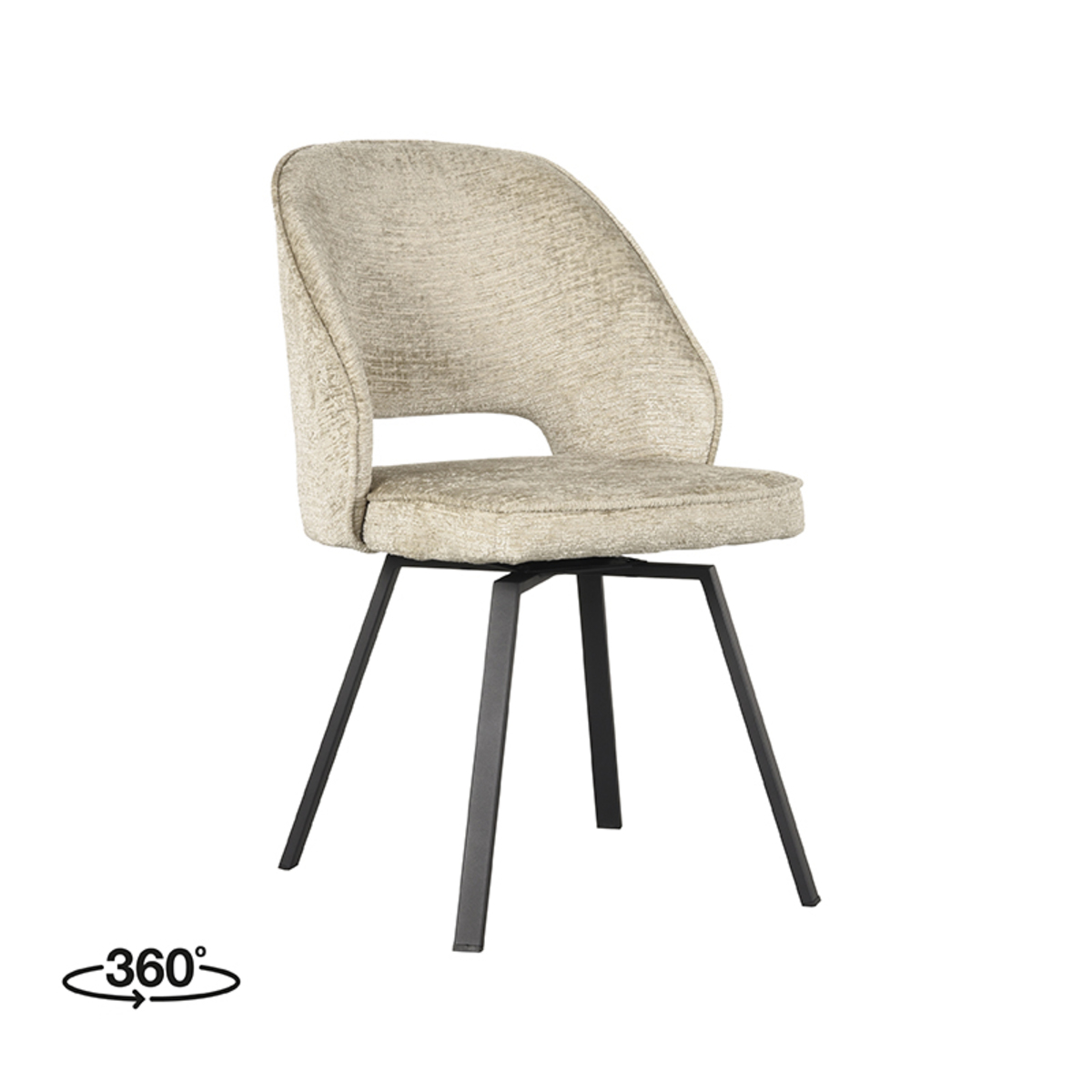 LABEL51 Eetkamerstoel Lewis - Beige - Elegance - Black Frame